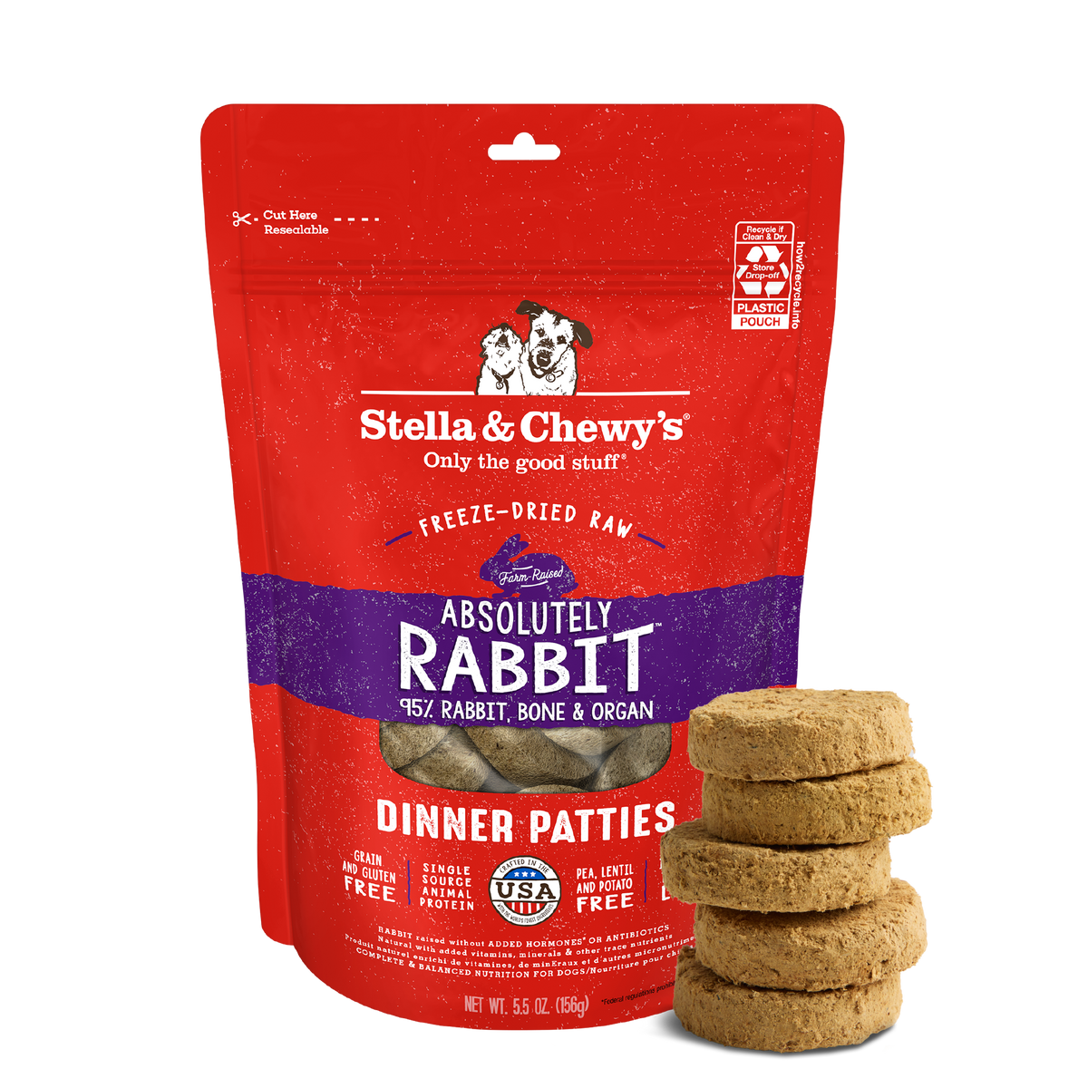 Absolutely Rabbit Freeze-Dried Raw Dinner Patties for Dogs