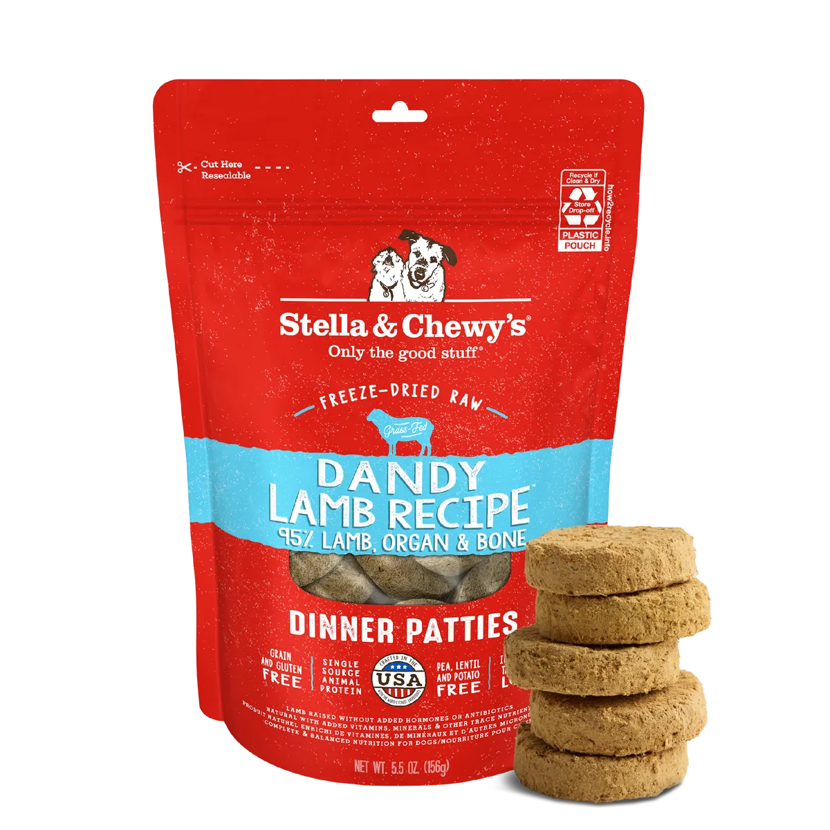 Dandy Lamb Freeze-Dried Raw Dinner Patties for Dogs pack