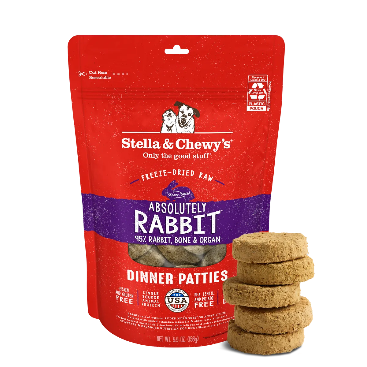 Absolutely Rabbit Freeze-Dried Raw Dinner Patties for Dogs pack
