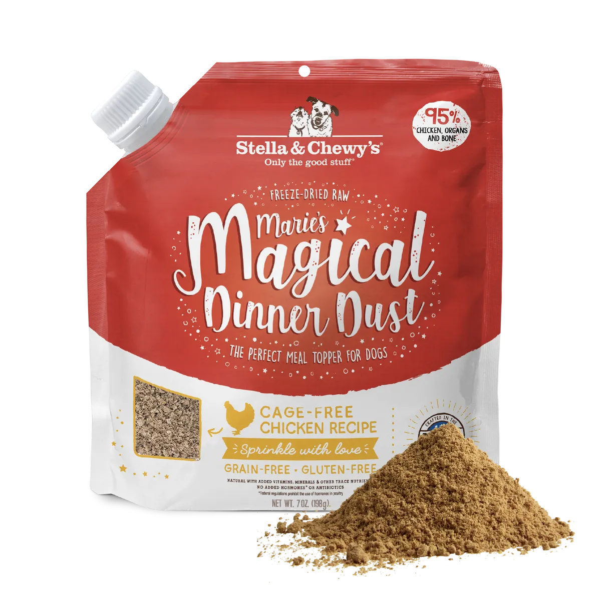 Marie’s Magical Dinner Dust Cage-Free Chicken for Dogs pouch