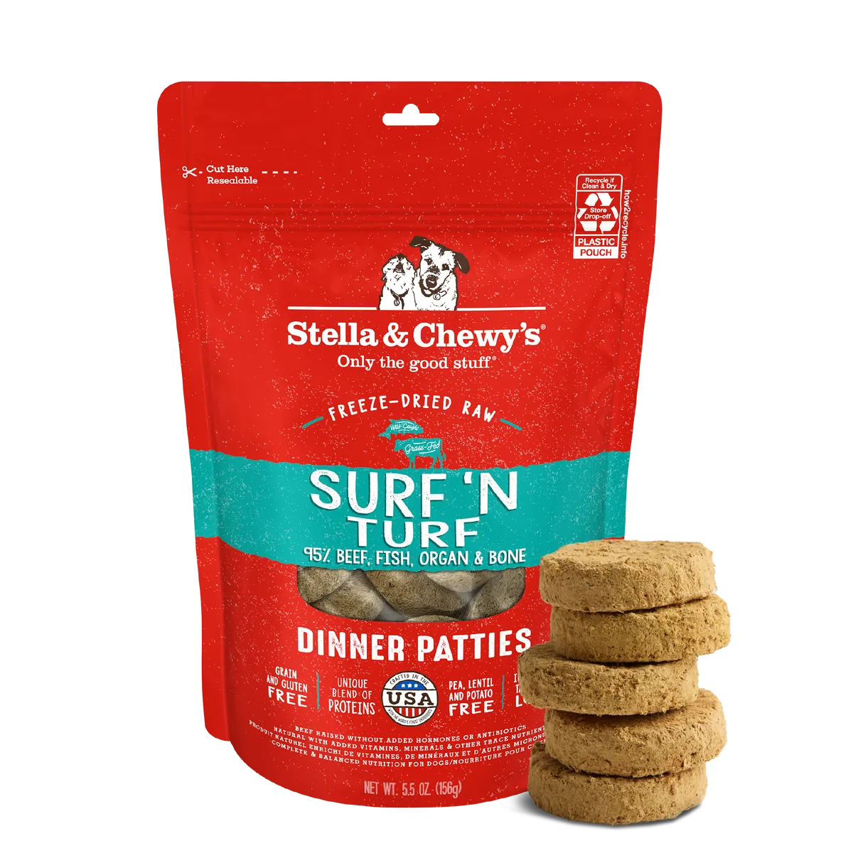 Surf ‘N Turf Freeze-Dried Raw Dinner Patties for Dogs pack