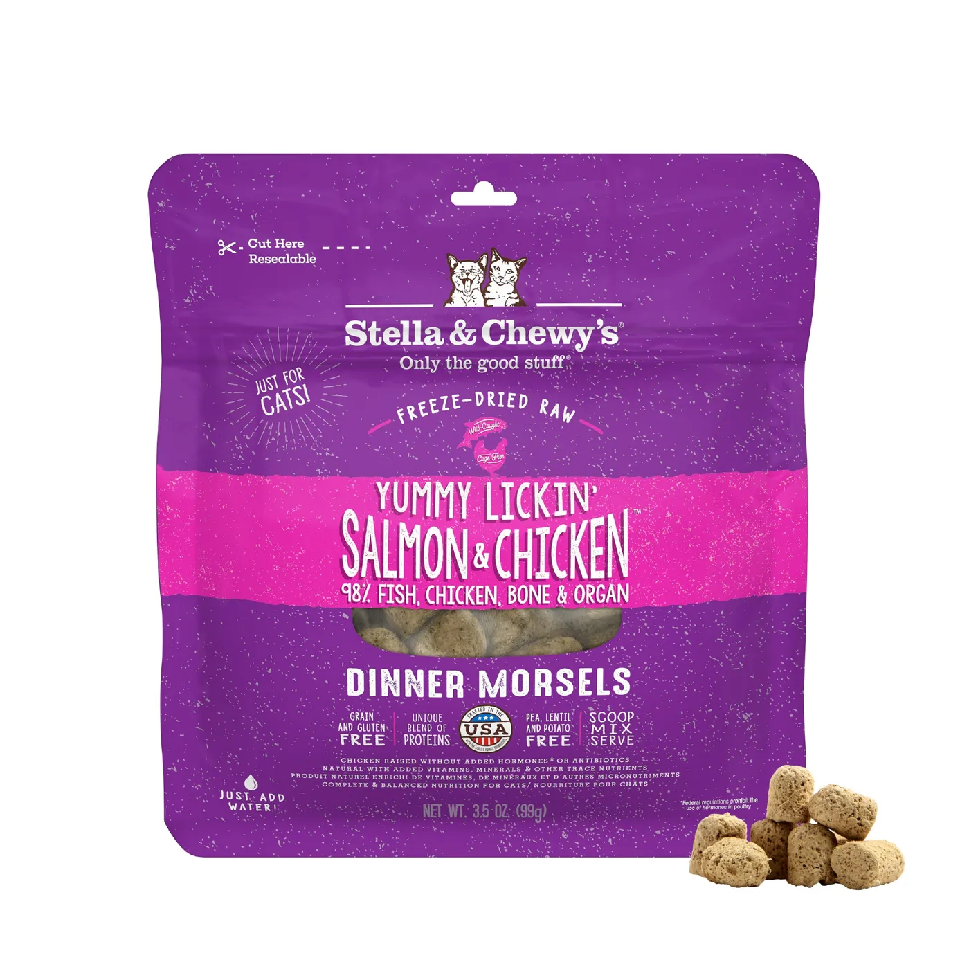Yummy Lickin’ Salmon & Chicken Dinner Morsels pack